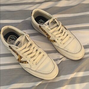 Vans Cream Sneakers with Leopard Accents